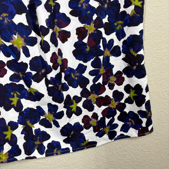 Ann Taylor Womens XS Bow Top Blouse White Purple Floral Botanical Sleeveless - Picture 4 of 9
